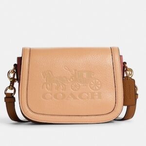 Coach Colorblock Pebble Leather Horse & Carriage Saddle Handbag Crossbody